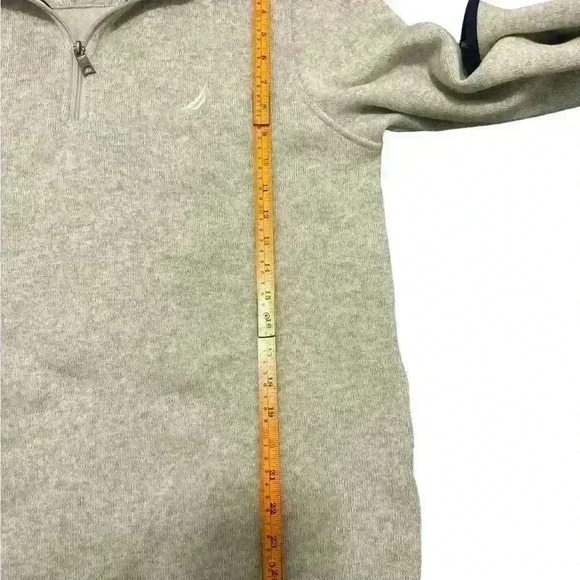 Nautica- grey pull over sweater with front zipper.  Size: large - Picture 5 of 5